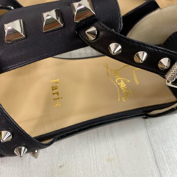 Christian Louboutin LoubiClou Studded Caged Leather Gladiator Sandals Sz 37.5 - Picture 9 of 14